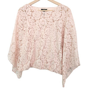 Alfani Lace Bubble Top Cami Blouse Light Pink Medium